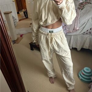 Daily Drills Cream Joggers with double band